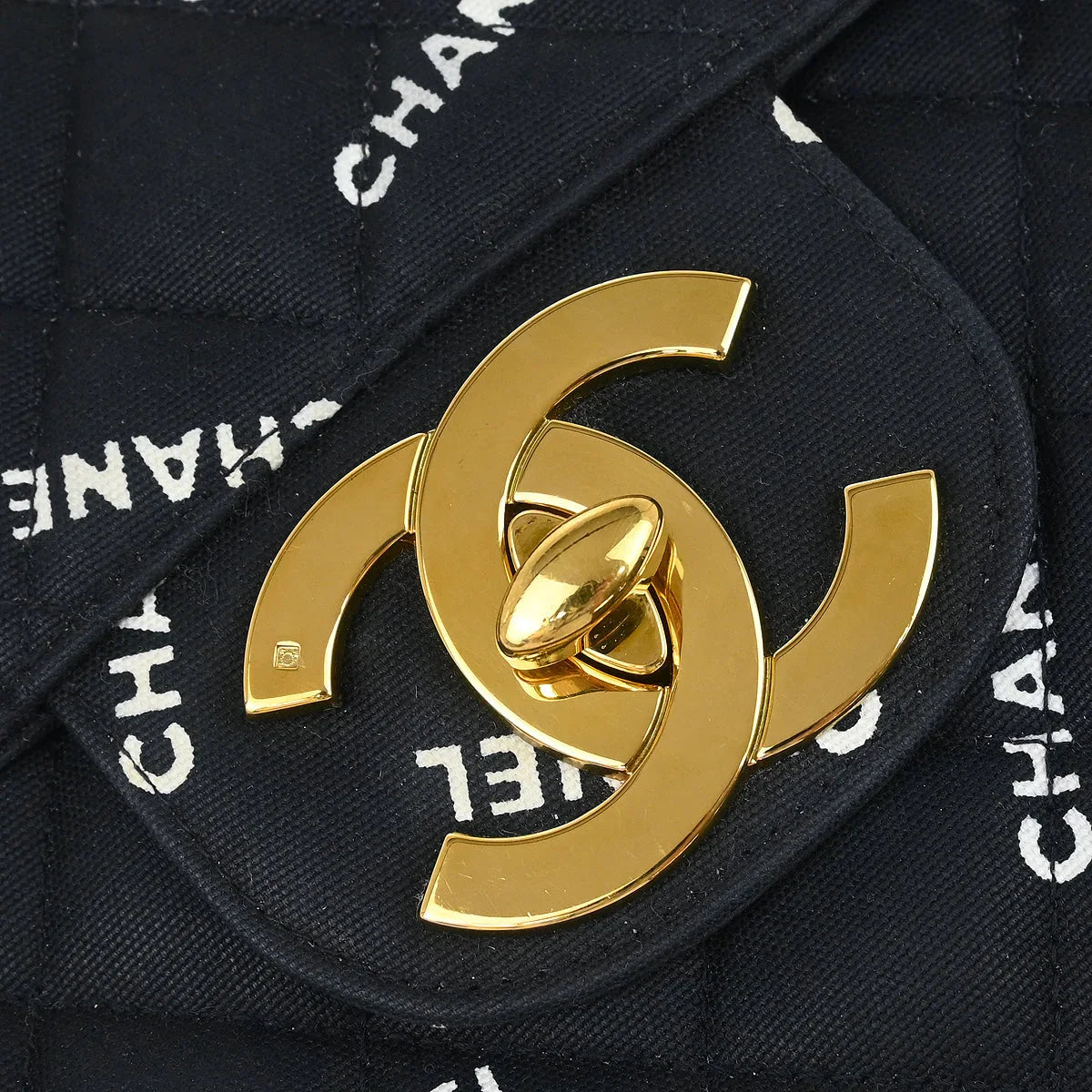 Chanel 1994-1996 Black Canvas Maxi Classic Flap Shoulder Bag