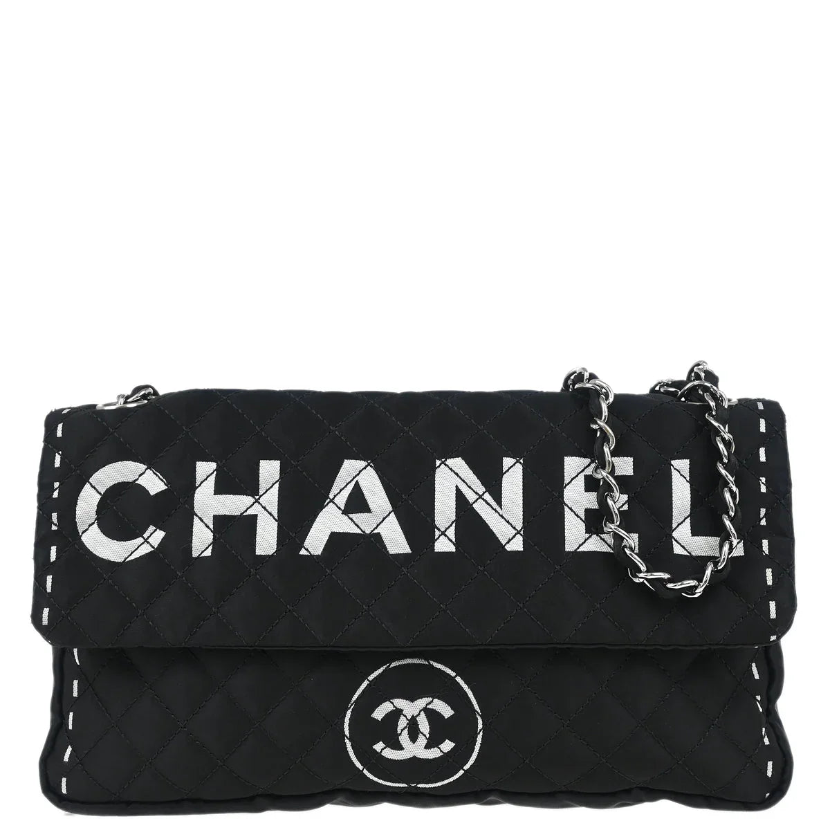 Chanel 2006-2008 Black Satin Shoulder Bag