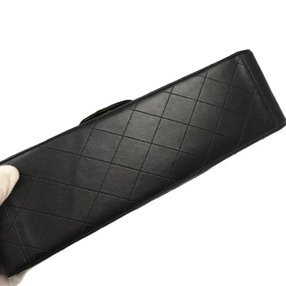 Chanel 1991-1994 Black Lambskin Maxi Classic Flap Shoulder Bag