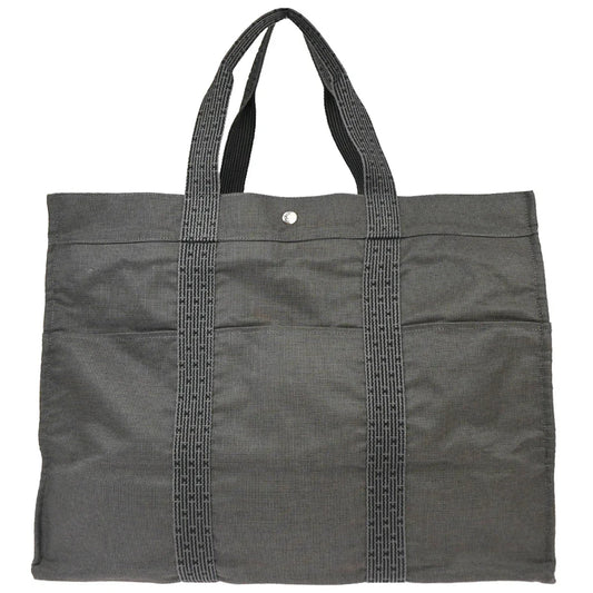 Hermes Gray Canvas Herline Tote TGM Handbag