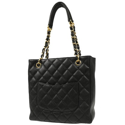 Chanel 2008-2009 Black Caviar Petite Shopping Tote PST Chain Handbag