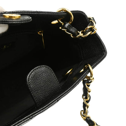Chanel 2008-2009 Black Caviar Petite Shopping Tote PST Chain Handbag