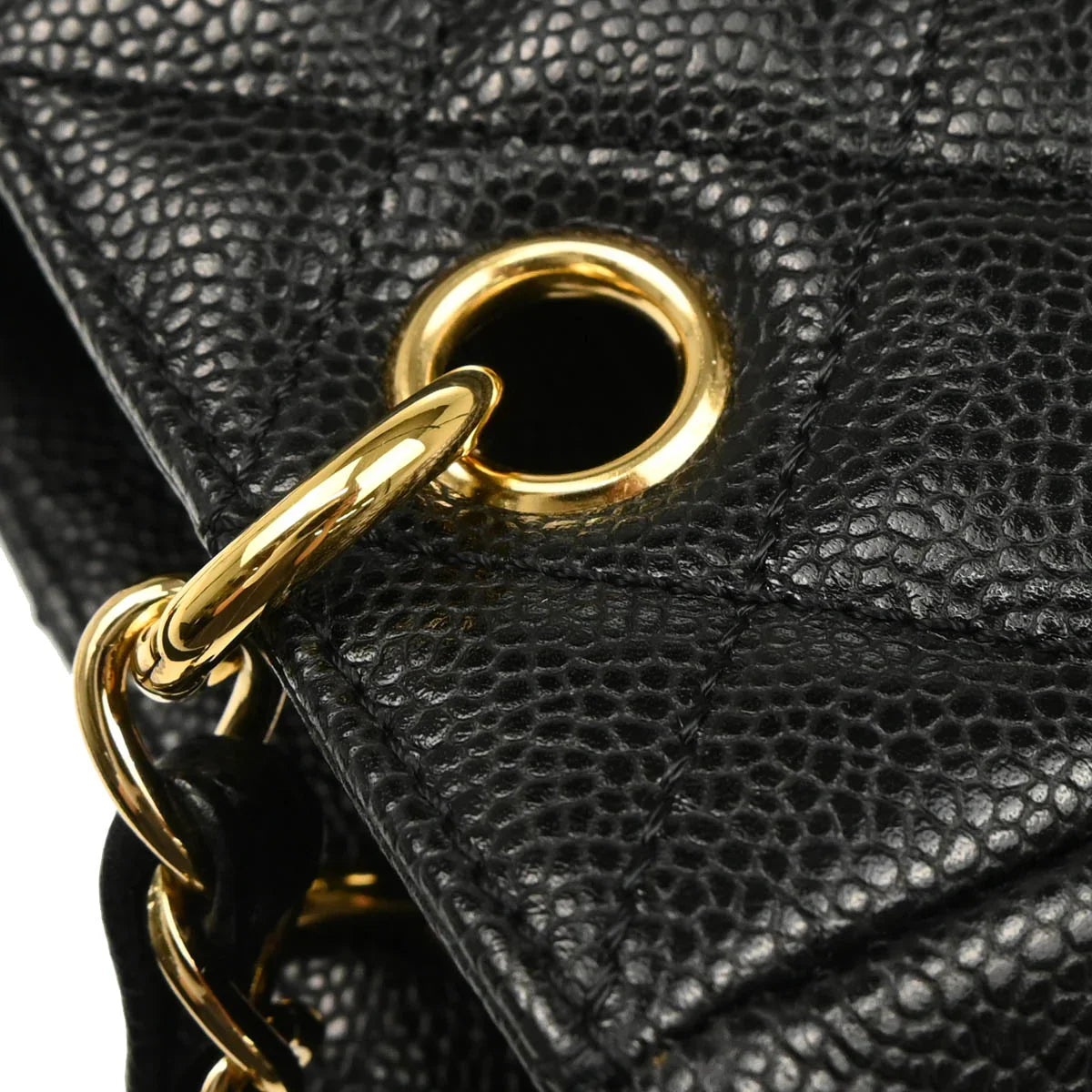 Chanel 2008-2009 Black Caviar Petite Shopping Tote PST Chain Handbag
