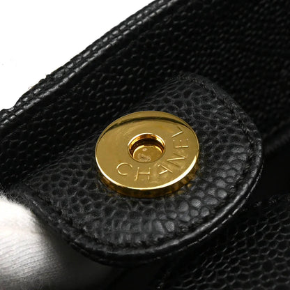 Chanel 2008-2009 Black Caviar Petite Shopping Tote PST Chain Handbag