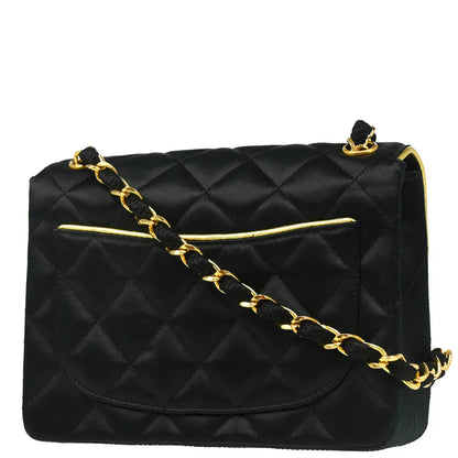 Chanel 1989-1991 Black Satin Mini Classic Square Flap Shoulder Bag 17