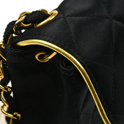 Chanel 1989-1991 Black Satin Mini Classic Square Flap Shoulder Bag 17