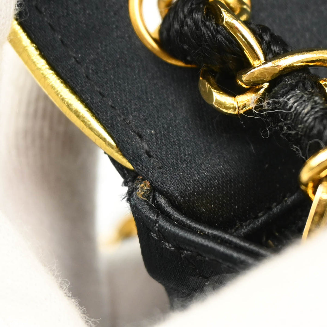 Chanel 1989-1991 Black Satin Mini Classic Square Flap Chanel 1989-1991 Black Satin Mini Classic Square Flap