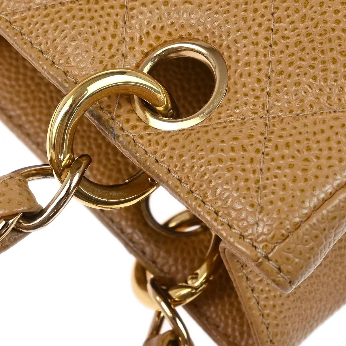 Chanel 2003-2004 Beige Caviar Petite Shopping Tote PST Chain Handbag