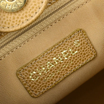 Chanel 2003-2004 Beige Caviar Petite Shopping Tote PST Chain Handbag