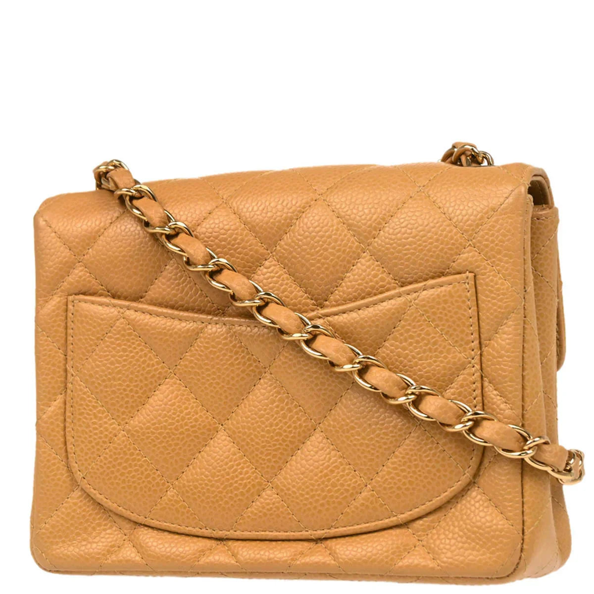 Chanel 2005-2006 Beige Caviar Mini Classic Square Flap Shoulder Bag 17