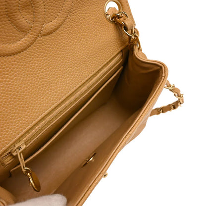 Chanel 2005-2006 Beige Caviar Mini Classic Square Flap Shoulder Bag 17