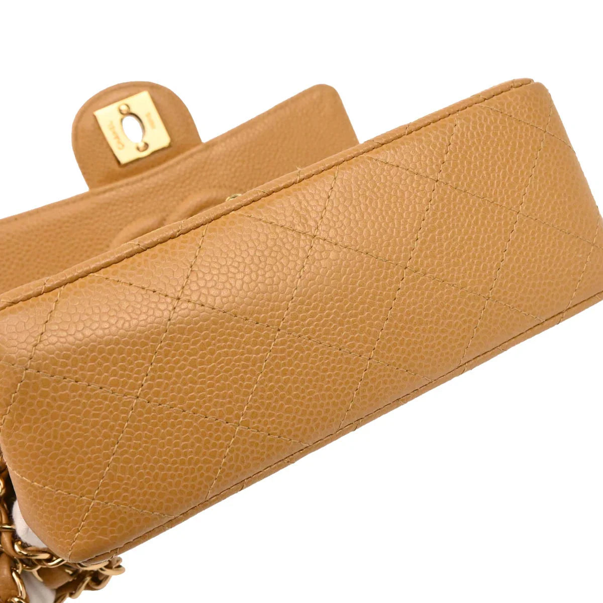 Chanel 2005-2006 Beige Caviar Mini Classic Square Flap Shoulder Bag 17