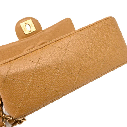 Chanel 2005-2006 Beige Caviar Mini Classic Square Flap Shoulder Bag 17