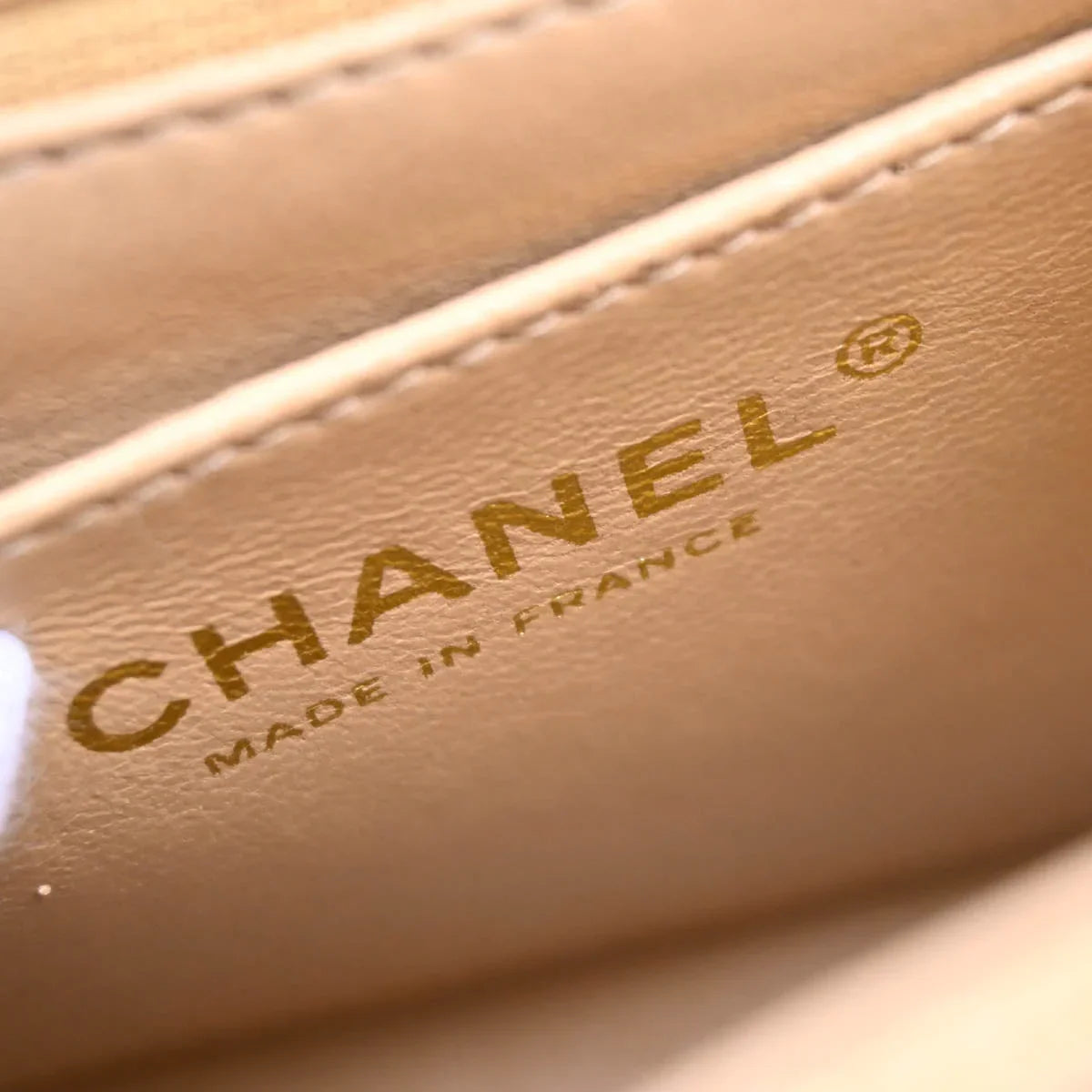 Chanel 2005-2006 Beige Caviar Mini Classic Square Flap Shoulder Bag 17