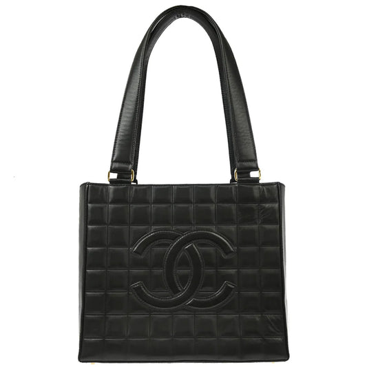 Chanel 2001-2003 Black Lambskin Choco Bar Handbag
