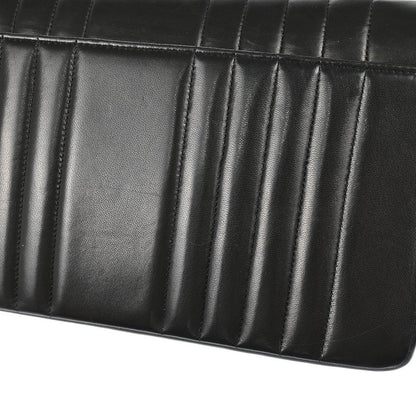 Chanel 1991-1994 Black Lambskin Vertical Stitch Single Flap Shoulder Bag
