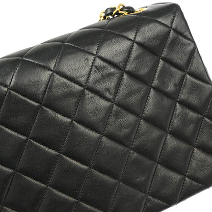 Chanel 1989-1991 Black Lambskin Classic Square Flap Shoulder Bag 20