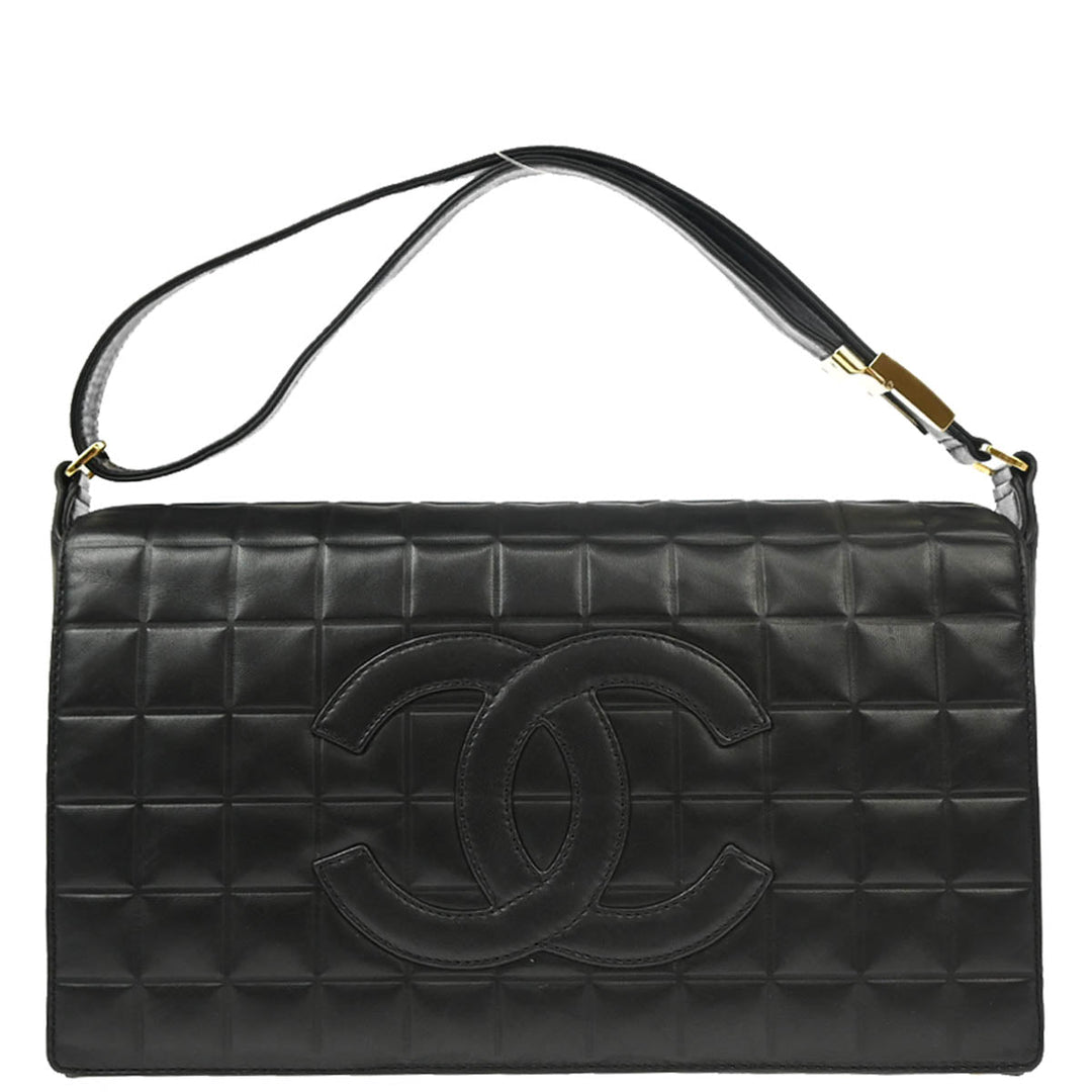 Chanel 2001-2003 Black Lambskin Choco Bar Shoulder Bag