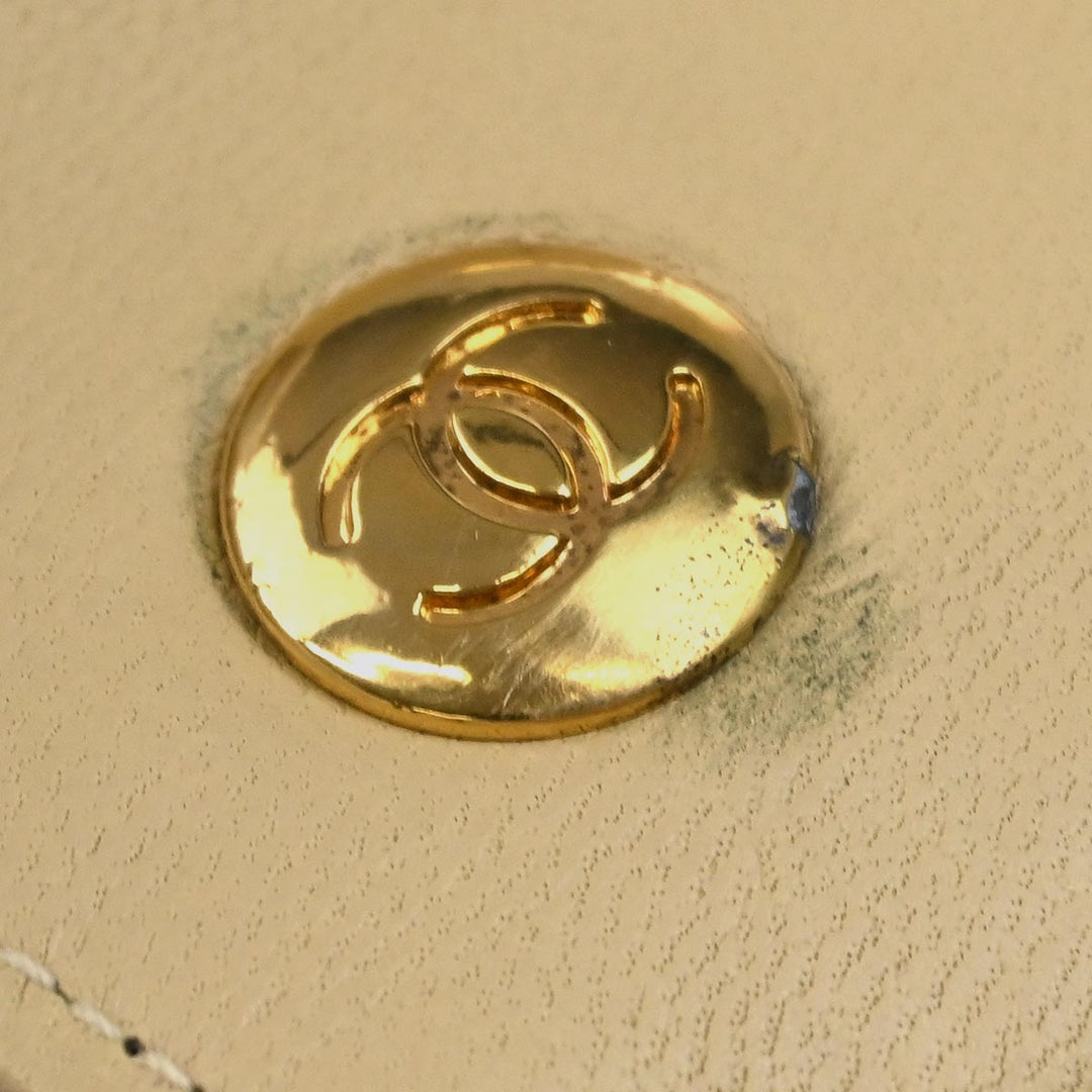 Chanel 1989-1991 Beige Lambskin Straight Flap Shoulder Bag