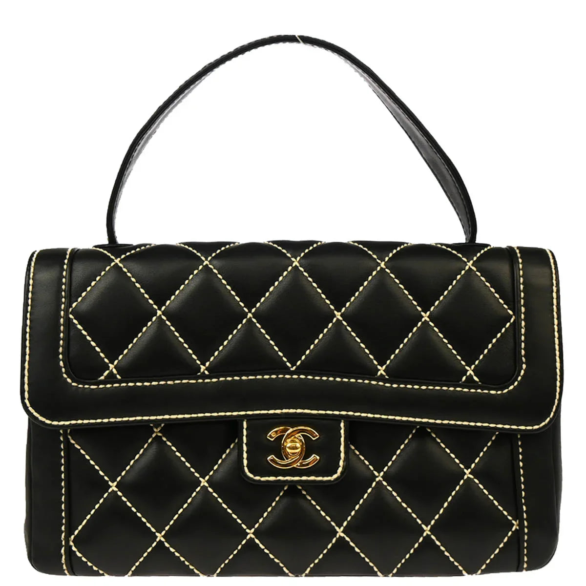 Chanel 2004-2005 Black Calfskin Wild Stitch Handbag