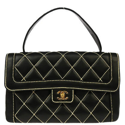 Chanel 2004-2005 Black Calfskin Wild Stitch Handbag