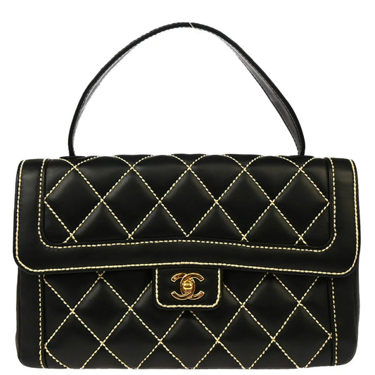 Chanel 2004-2005 Black Calfskin Wild Stitch Handbag