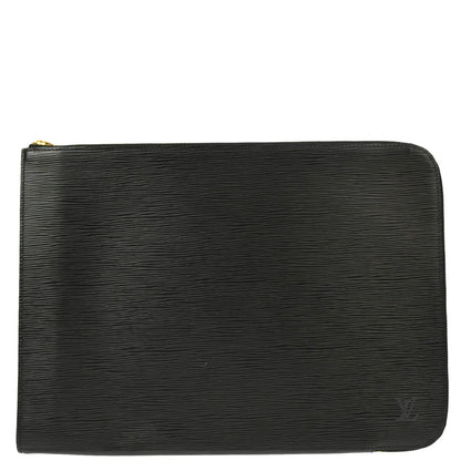 Louis Vuitton 1991 Black Epi Poche Documents 38 Business Bag M54492