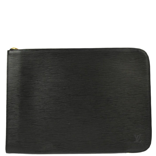 Louis Vuitton 1991 Black Epi Poche Documents 38 Business Bag M54492