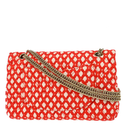Chanel 2008-2009 Red Cotton Medium Classic Double Flap Shoulder Bag