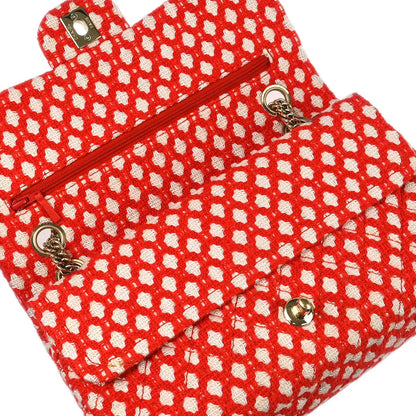 Chanel 2008-2009 Red Cotton Medium Classic Double Flap Shoulder Bag