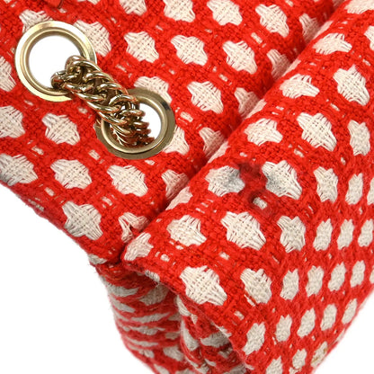 Chanel 2008-2009 Red Cotton Medium Classic Double Flap Shoulder Bag