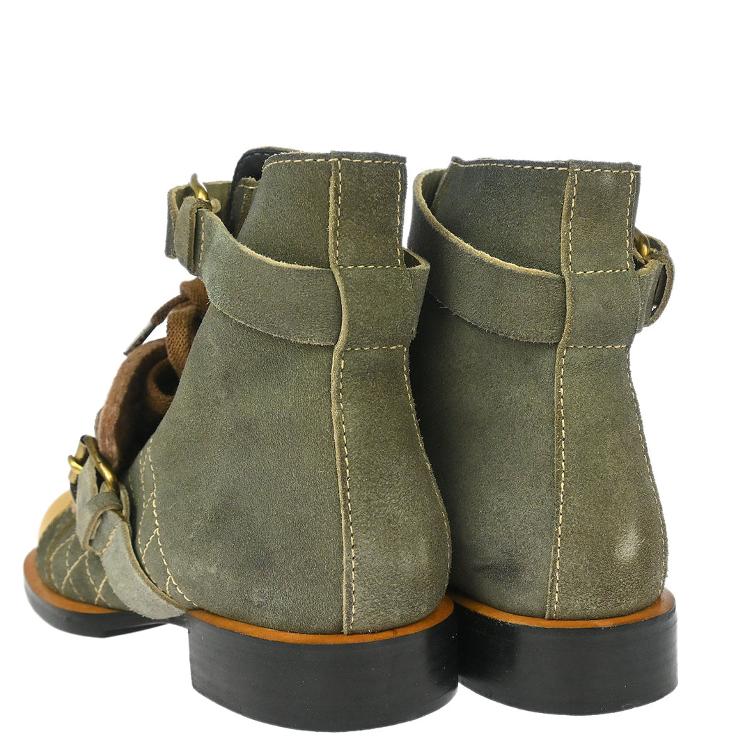 Chanel * Short Boots Shoes Khaki Suede 6B #36 – AMORE
