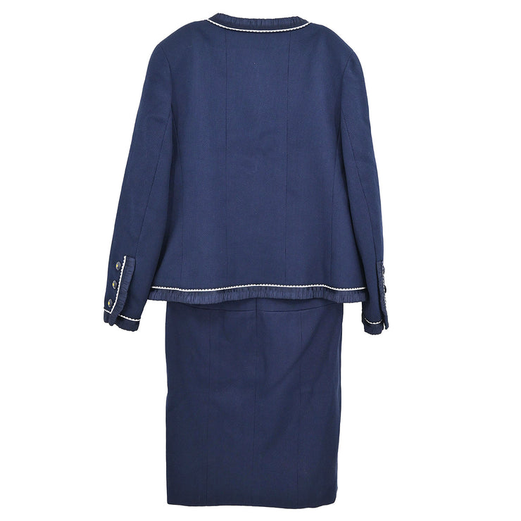 Chanel Setup Suit Jacket Skirt Navy P294 #38