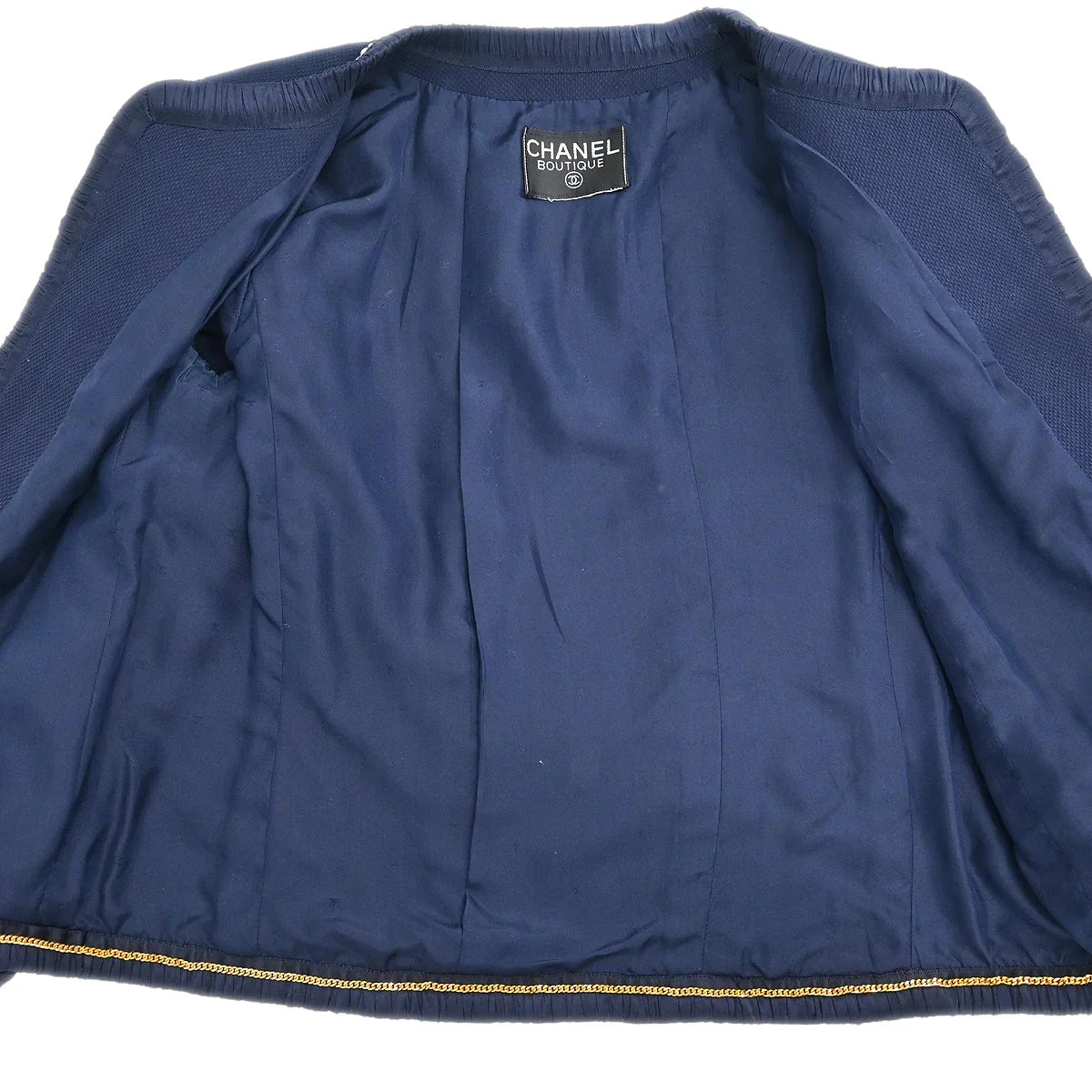 Chanel Setup Suit Jacket Skirt Navy P294 #38