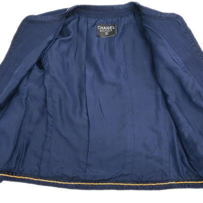 Chanel Setup Suit Jacket Skirt Navy P294 #38