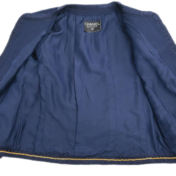 Chanel Setup Suit Jacket Skirt Navy P294 #38