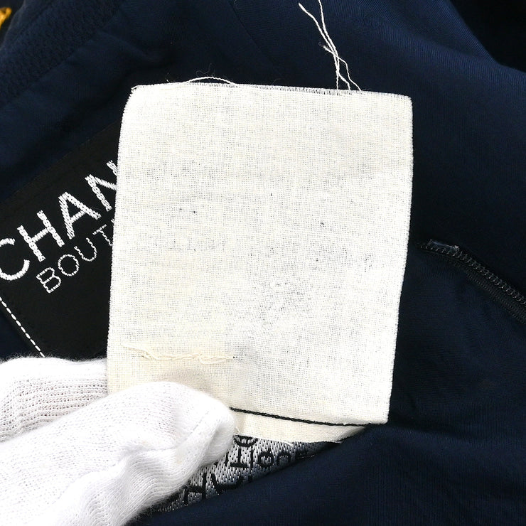 Chanel Setup Suit Jacket Skirt Navy P294 #38