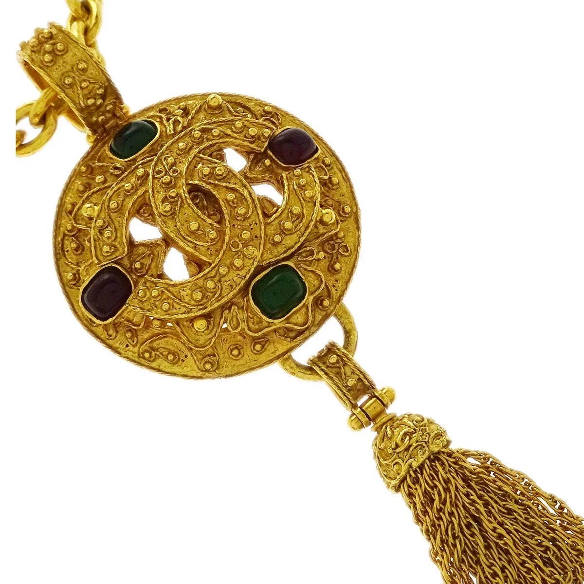 Chanel Chain Pendant Necklace Gold Gripoix 94A
