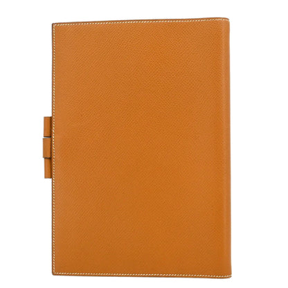 Hermes 1991 Gold Courchevel Vision Agenda Note Book Cover Small Good
