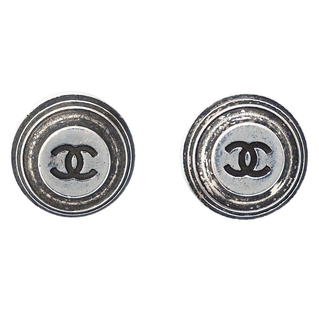 Chanel Button Piercing Earrings Silver 99P – AMORE Vintage Tokyo
