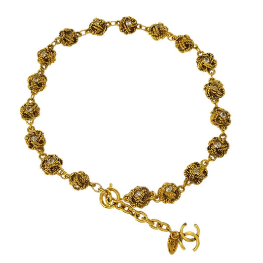Chanel Chain Necklace Gold Rhinestone
