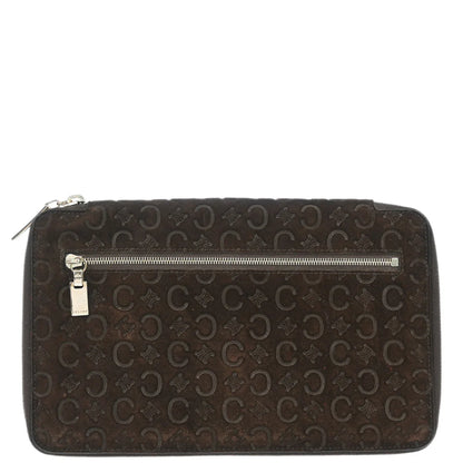 Celine Brown Suede Macadam Pouch Wallet