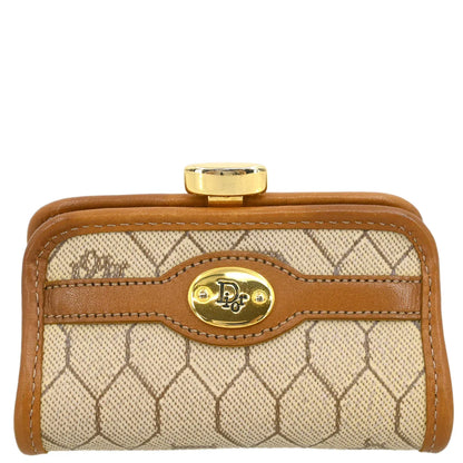 Christian Dior Beige Honeycomb Coin Case Wallet