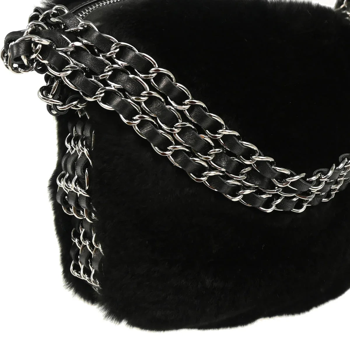 Chanel 2005-2006 Rabbit Fur Chain Handbag