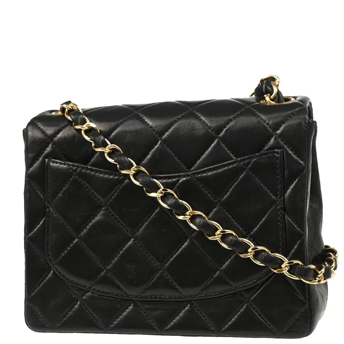 Chanel 2000-2002 Black Lambskin Mini Classic Square Flap Shoulder Bag 17