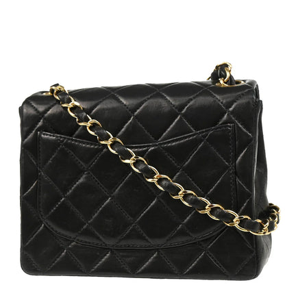 Chanel 2000-2002 Black Lambskin Mini Classic Square Flap Shoulder Bag 17