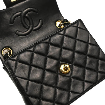 Chanel 2000-2002 Black Lambskin Mini Classic Square Flap Shoulder Bag 17