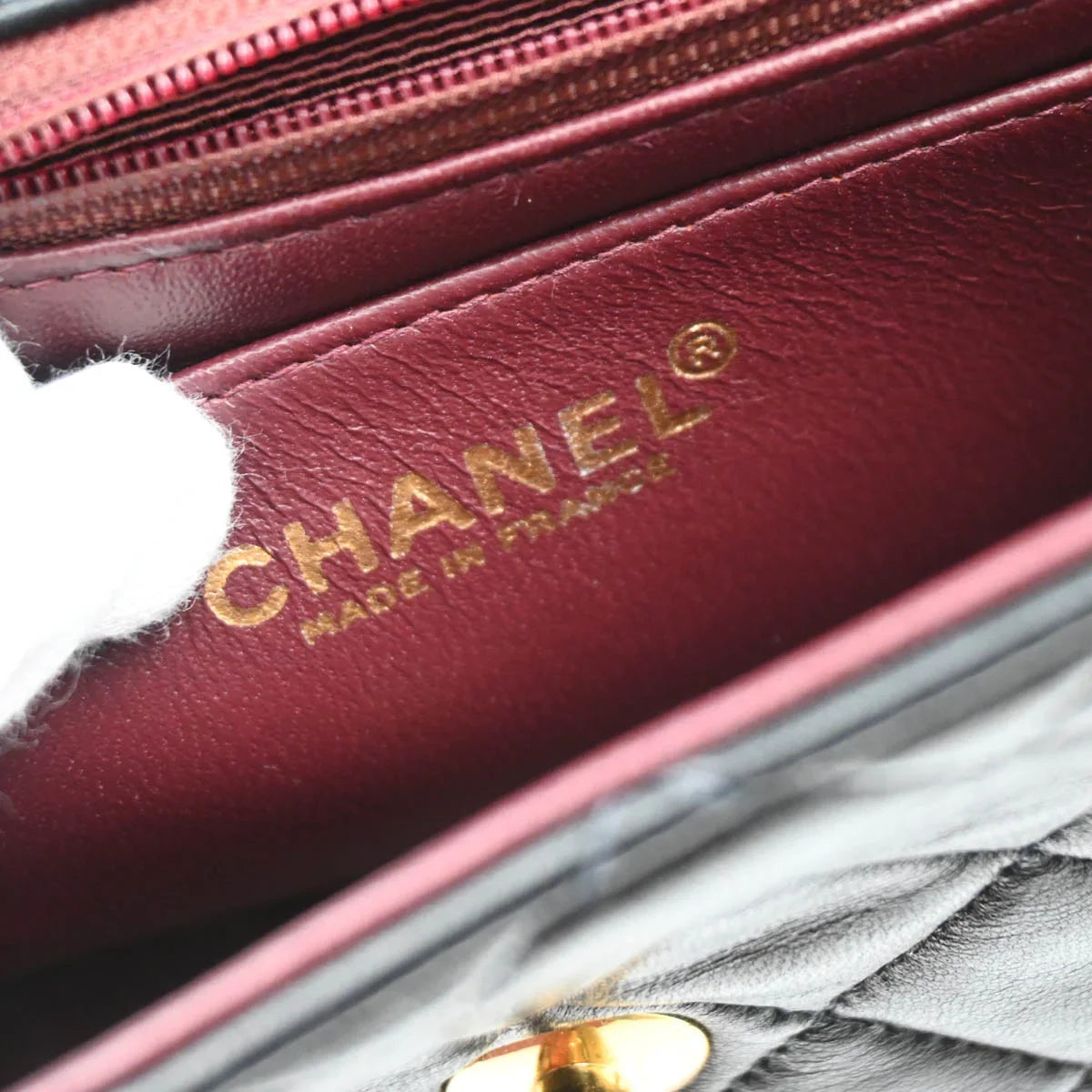 Chanel 2000-2002 Black Lambskin Mini Classic Square Flap Shoulder Bag 17