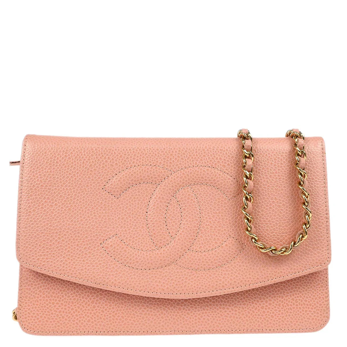 Chanel 2003-2004 Pink Caviar Timeless WOC Chain Shoulder Wallet Bag