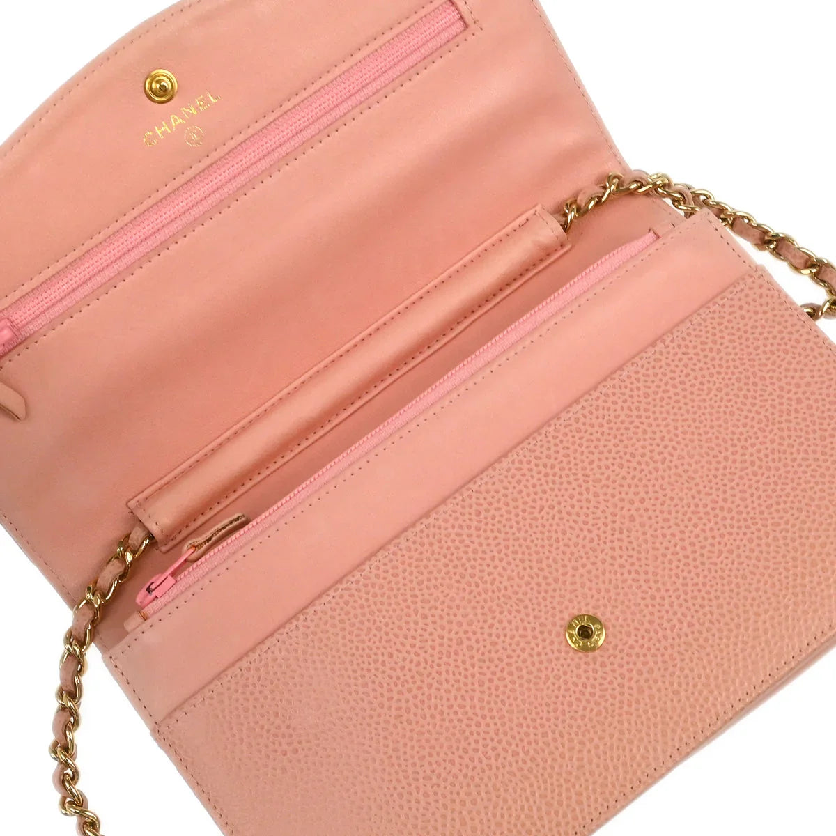 Chanel 2003-2004 Pink Caviar Timeless WOC Chain Shoulder Wallet Bag
